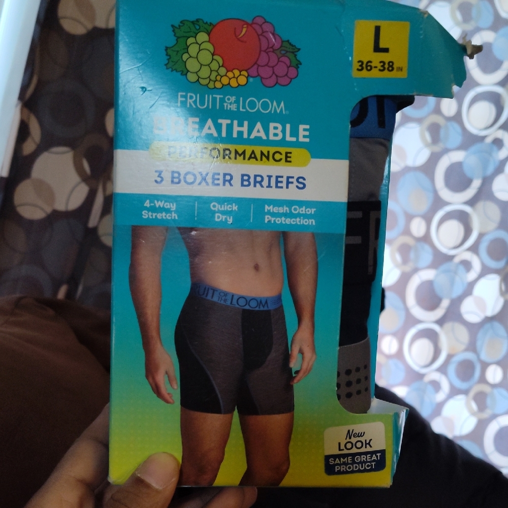Fruit of the Loom Breathable Black Boxer Briefs
